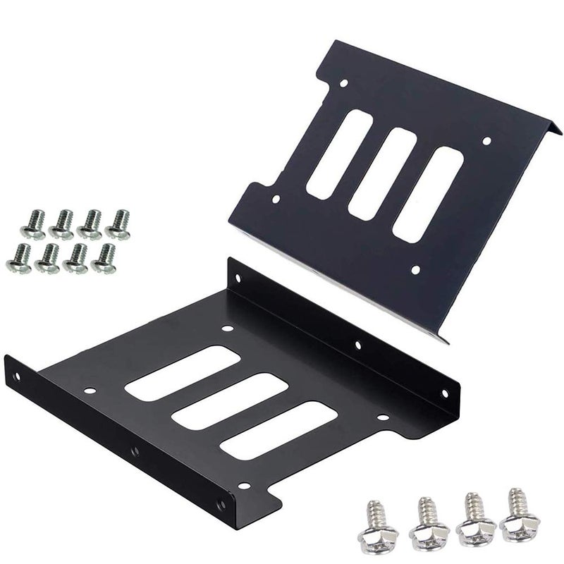 Mougerk SSD HDD Holder 2.5 to 3.5 Mounting Bracket Hard Drive Adapter (2 Pack) (Black) - Image 1